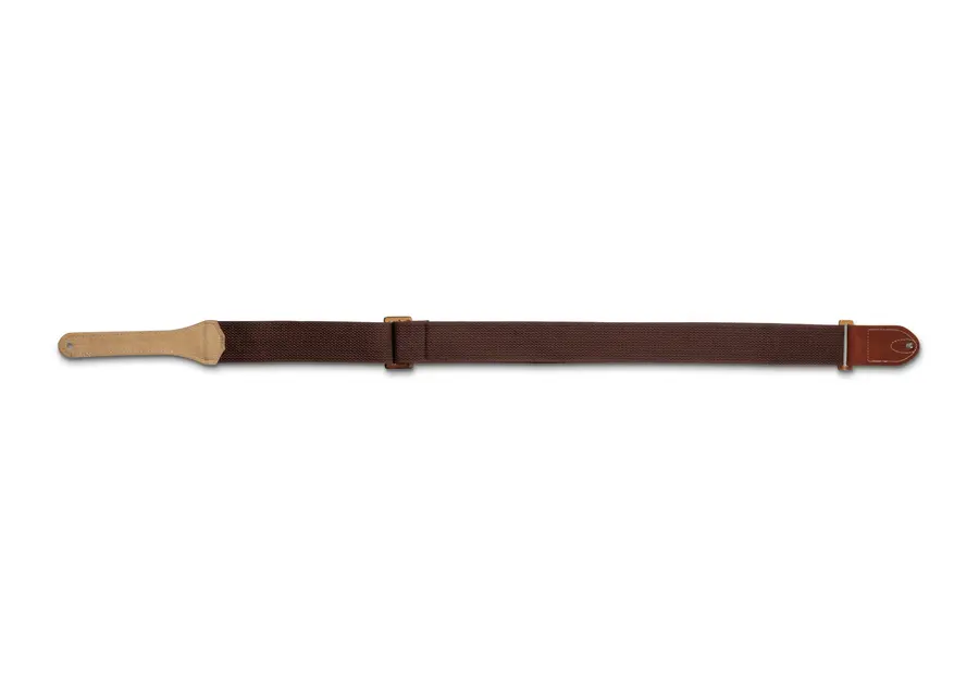Taylor GS Mini Strap, Chocolate Brown Cotton, 2", Amber Buckle 