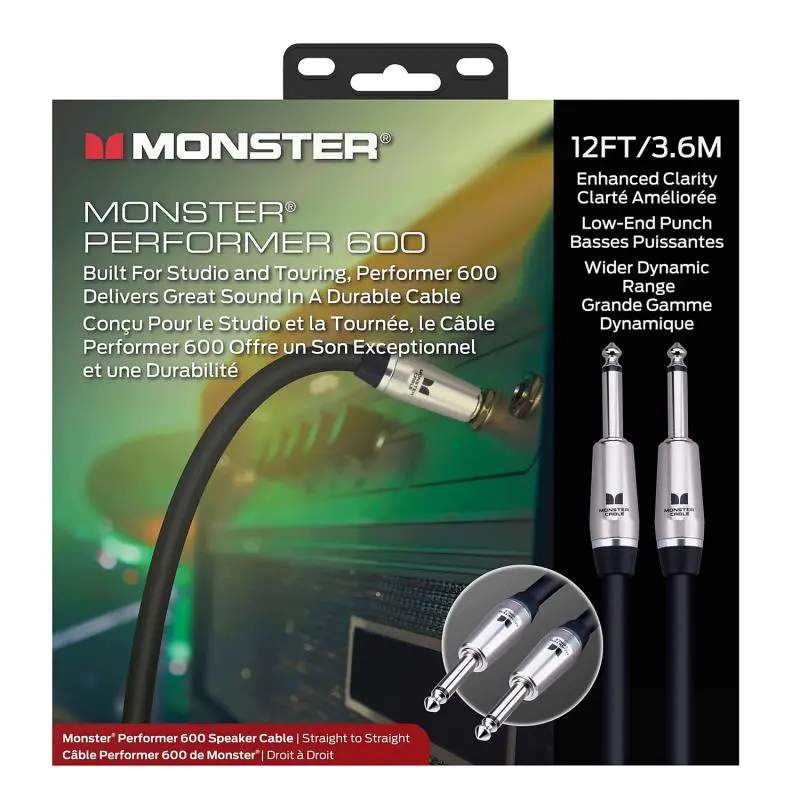 Monster Performer 600, Speaker 12 ft. straight 1/4" plugs (60004) 