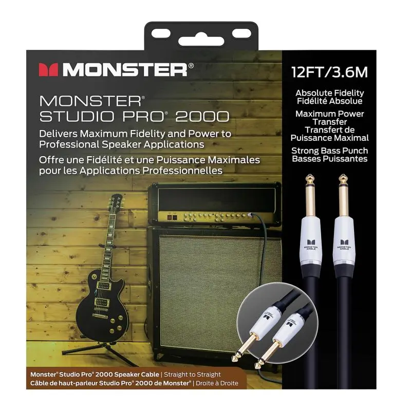 Monster Studio Pro 2000, Speaker 12 ft. straight 1/4" plugs (60009) 