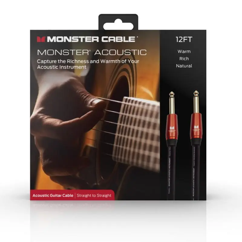 Monster Acoustic 12 ft straight 1/4" plugs (600556) 