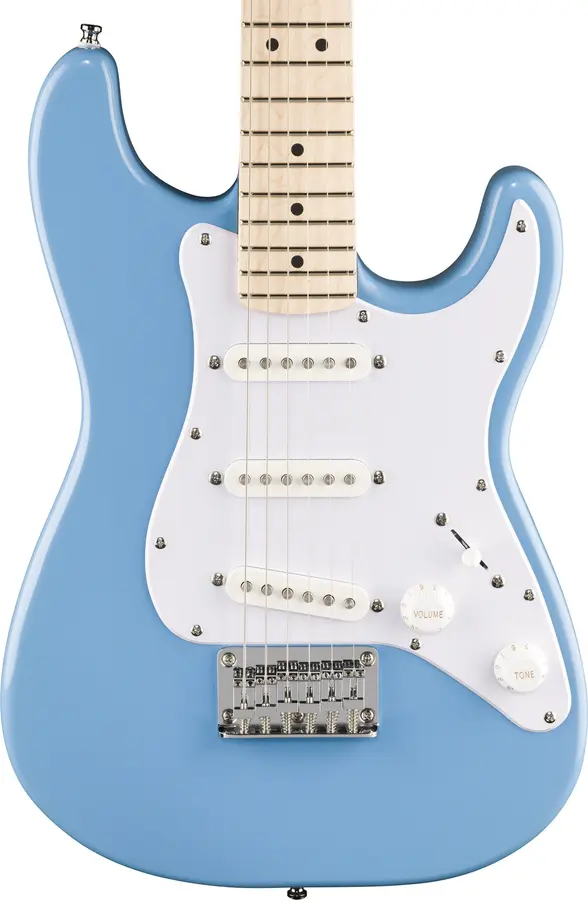 Squier Mini Stratocaster MN, White Pickguard, California Blue 