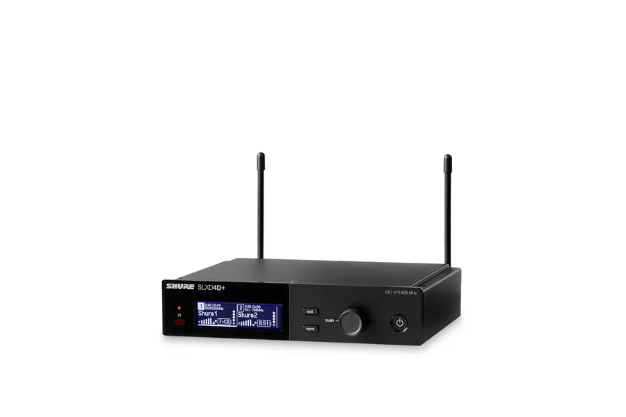 Shure SLXD4D+ Wireless Receiver, Dual G65 (470-606MHz) 