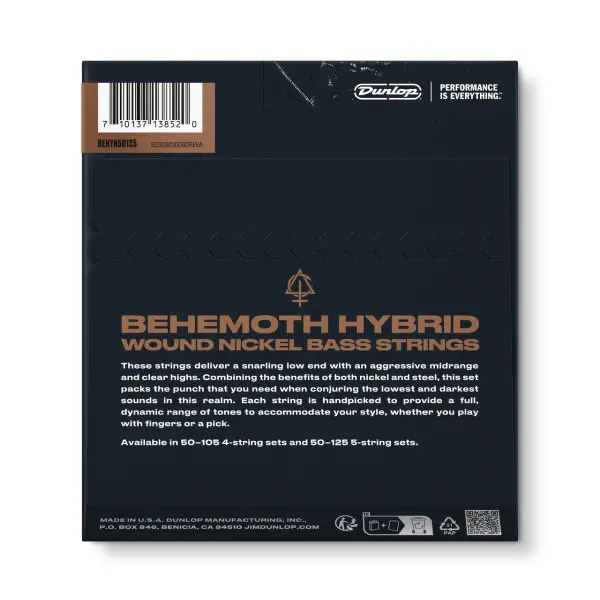 Dunlop BEHYN50125 Behemoth Hybrid Wound (050-125) Nickel Steels 