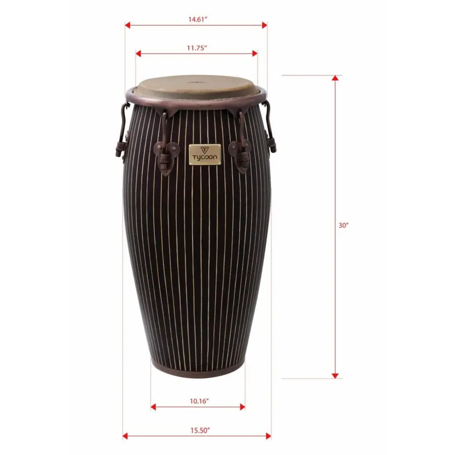 Tycoon Master Hand-Crafted Pinstripe Series Conga (11.75") with Single Stand 