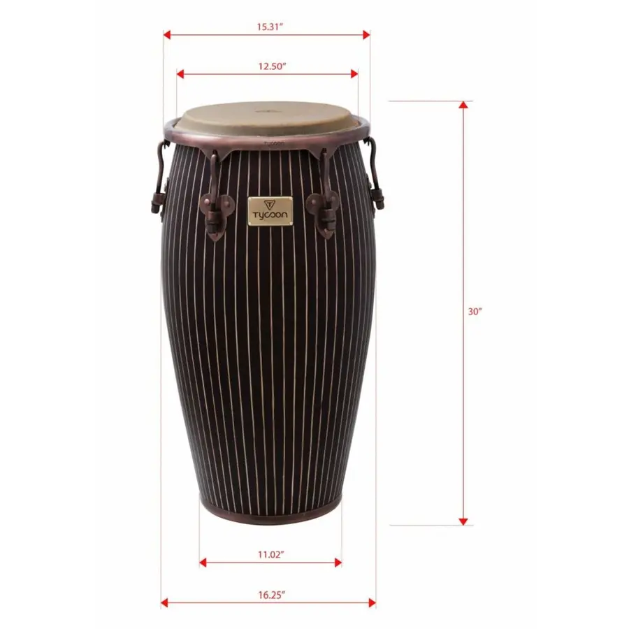 Tycoon Master Hand-Crafted Pinstripe Series Tumba (12.5") with Single Stand 
