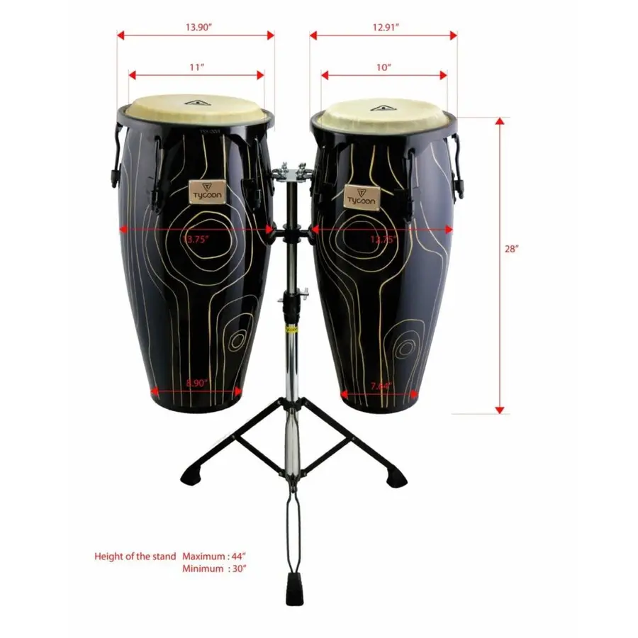 Tycoon Supremo Select Cyclone Series 10"&11" Congas with Double Stand 