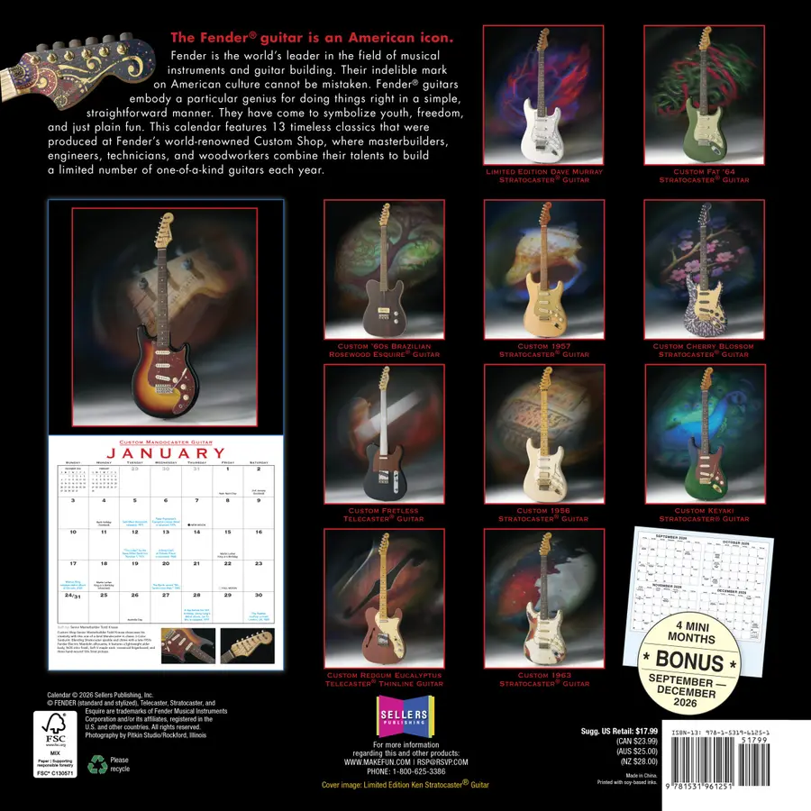 Fender 2027 Fender Custom Shop Calendar 