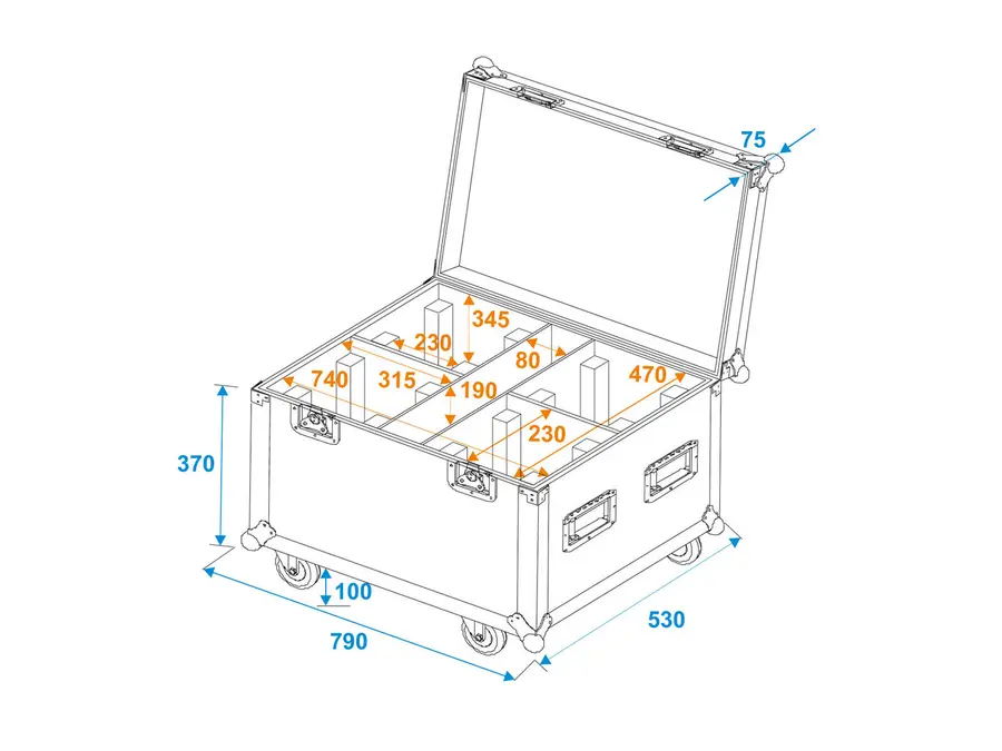 ROADINGER Flightcase 4x TMH-X4 