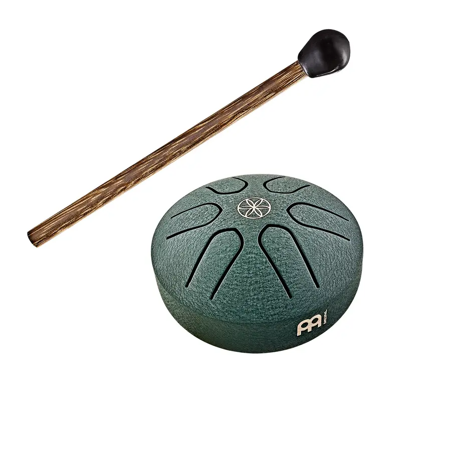 Meinl Sonic Energy PSTD4DGGOL Pocket Steel Tongue Drum, A Major, Dark Green 