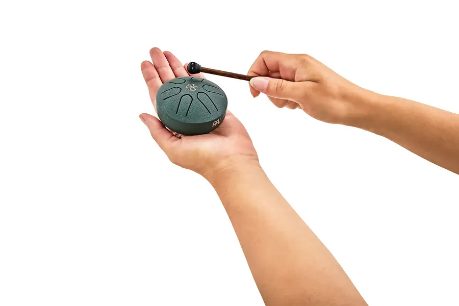 Meinl Sonic Energy PSTD4DGGOL Pocket Steel Tongue Drum, A Major, Dark Green 