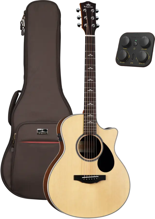 Kepma Travel FCE Mini K10PRO Rosewood Natural electro-acoustic guitar 