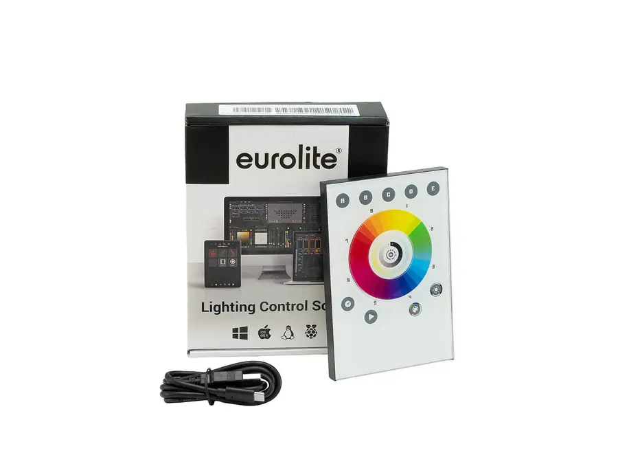 Eurolite Touch-512 Standalone White DMX Wall Controller Touchpad Glass Panel 