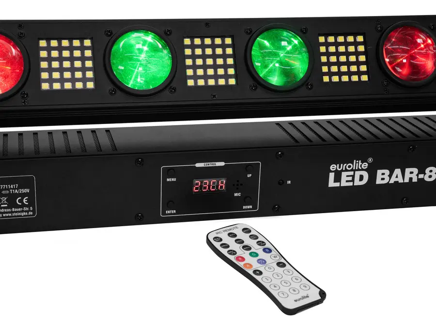 Eurolite LED BAR-8 SWING QCL Bar Tiltable Strip 8 Beams Strobe Effect 