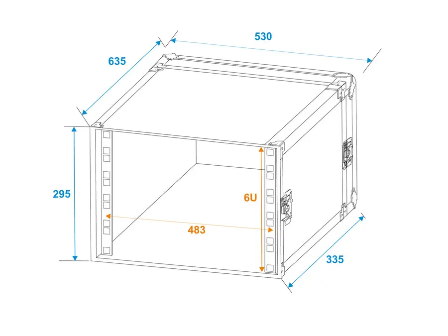 Roadinger Rack PRO 6U 25cm HIGHLINE Rack Case, Birch Multiplex 