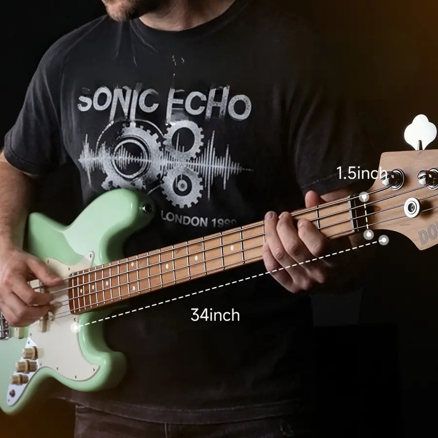 Donner Seeker Deluxe Bass, Surf Green Electric Bass Package 