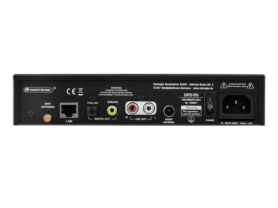 Omnitronic DRS-95 Internet Rad DAB+, FM, Bluetooth, Wi-Fi, LAN 