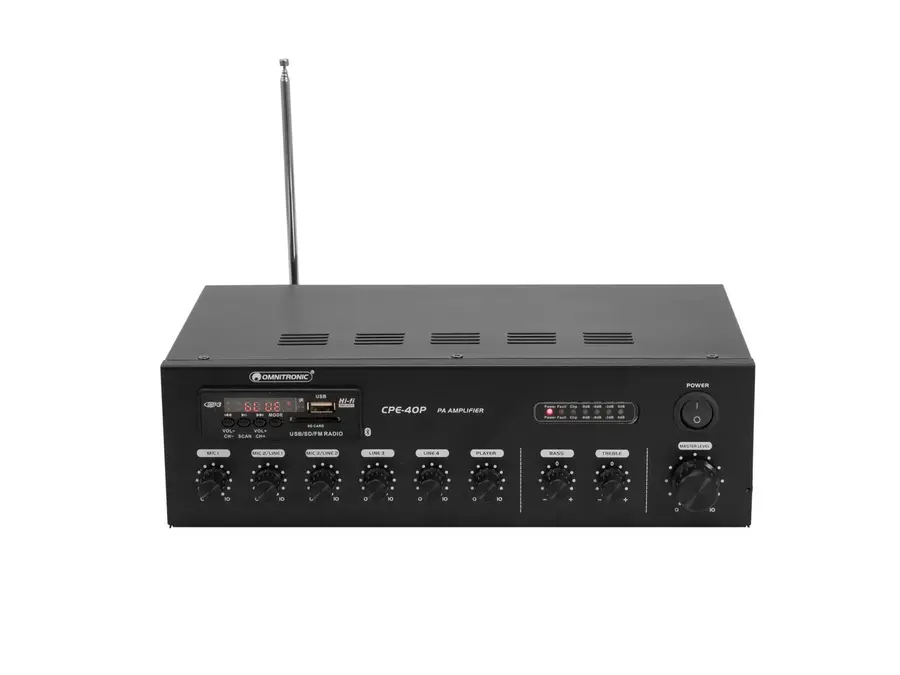 Omnitronic CPE-40P PA Mixer 40 W, Bluetooth, USB, FM Tuner 