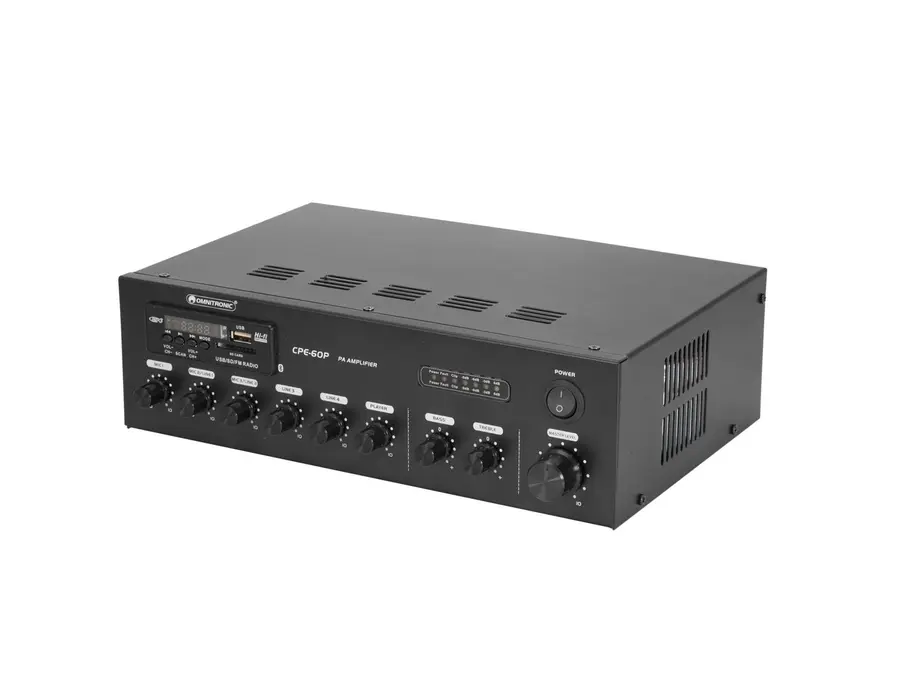Omnitronic CPE-60P PA Mixer Bluetooth, USB, FM Tuner, 3 Mic Inputs 