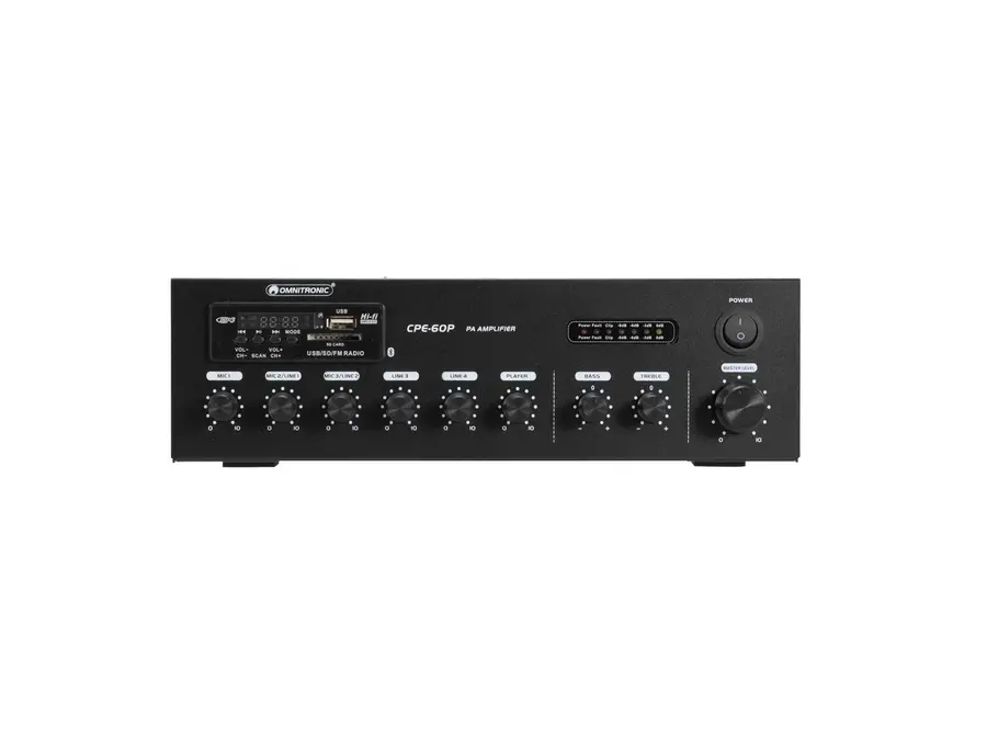 Omnitronic CPE-60P PA Mixer Bluetooth, USB, FM Tuner, 3 Mic Inputs 