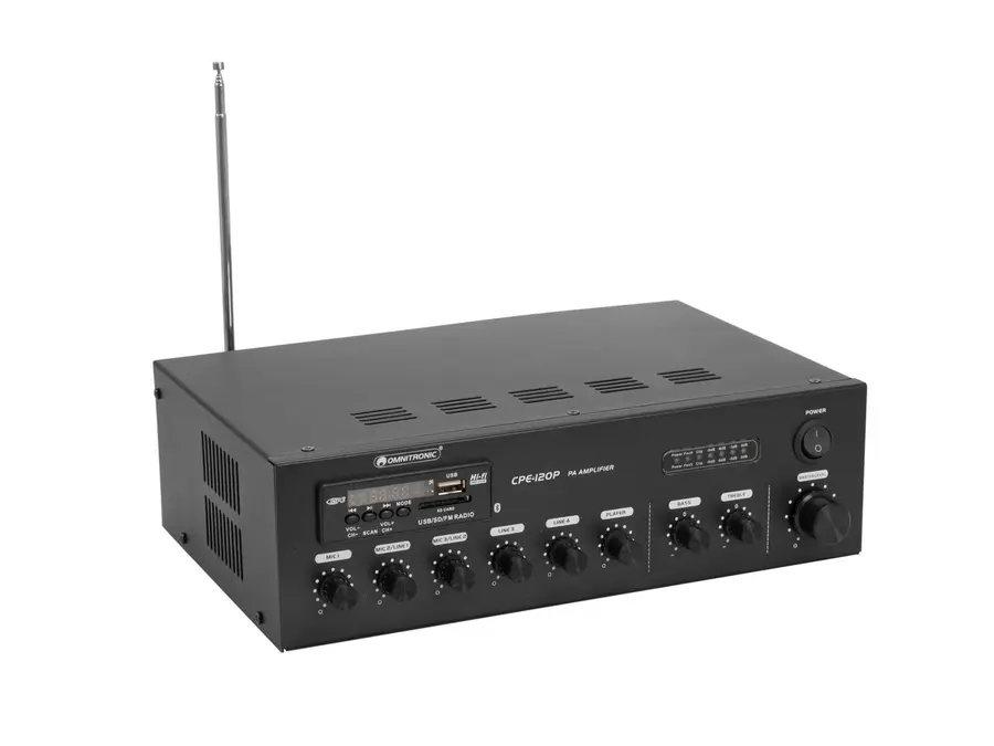 Omnitronic CPE-120P PA Mixer 120 W RMS, Bluetooth, USB, FM Tuner 