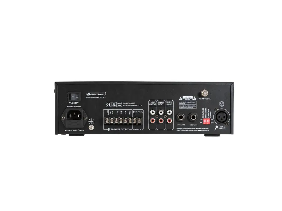 Omnitronic CPE-120P PA Mixer 120 W RMS, Bluetooth, USB, FM Tuner 