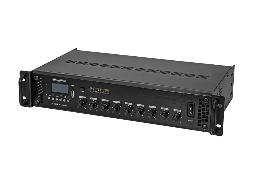 Omnitronic MA-240P PA Mixer 240 W, Bluetooth, USB/SD, 3 Mic Inputs 