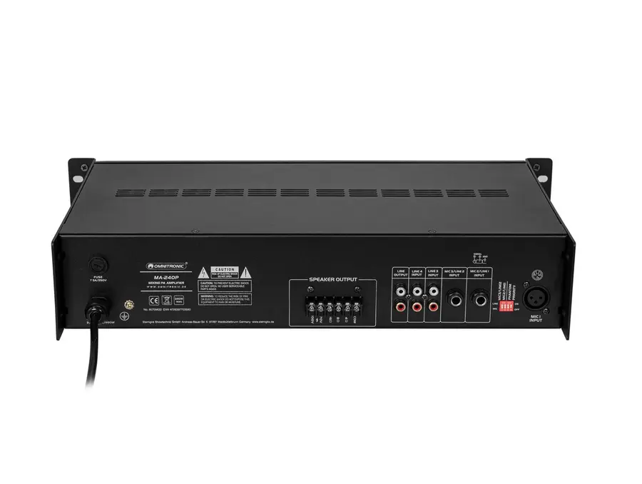 Omnitronic MA-240P PA Mixer 240 W, Bluetooth, USB/SD, 3 Mic Inputs 