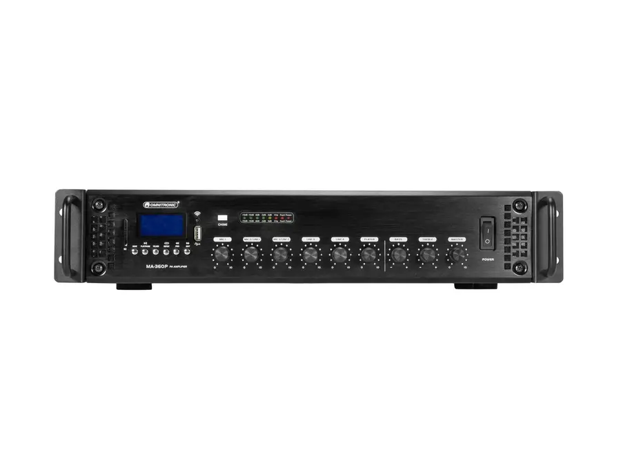 Omnitronic MA-360P PA Mixer 360 W RMS, Bluetooth, USB/SD Playback 