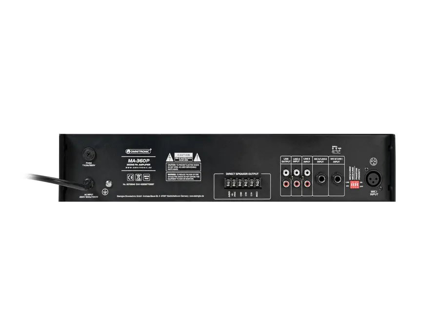 Omnitronic MA-360P PA Mixer 360 W RMS, Bluetooth, USB/SD Playback 