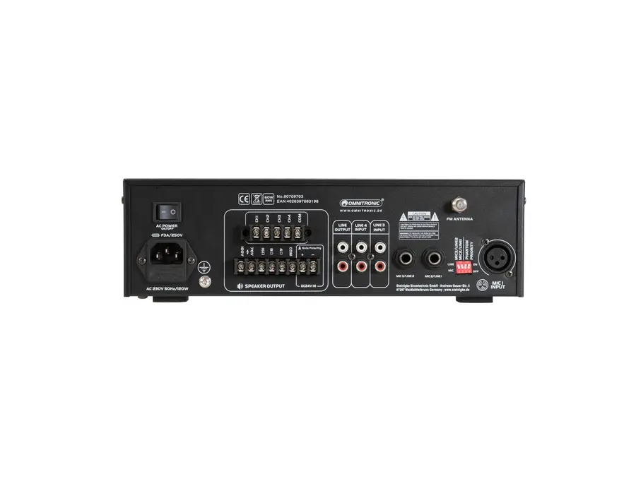 Omnitronic CPZ-60P PA Mixer 4-Zone, 60 W, Bluetooth, USB/SD 