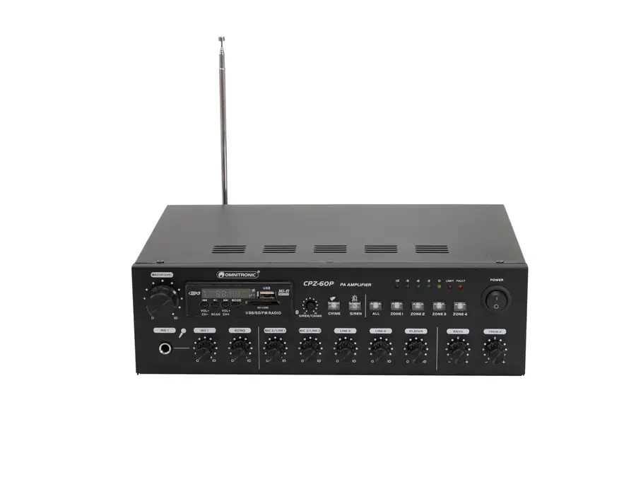 Omnitronic CPZ-60P PA Mixer 4-Zone, 60 W, Bluetooth, USB/SD 