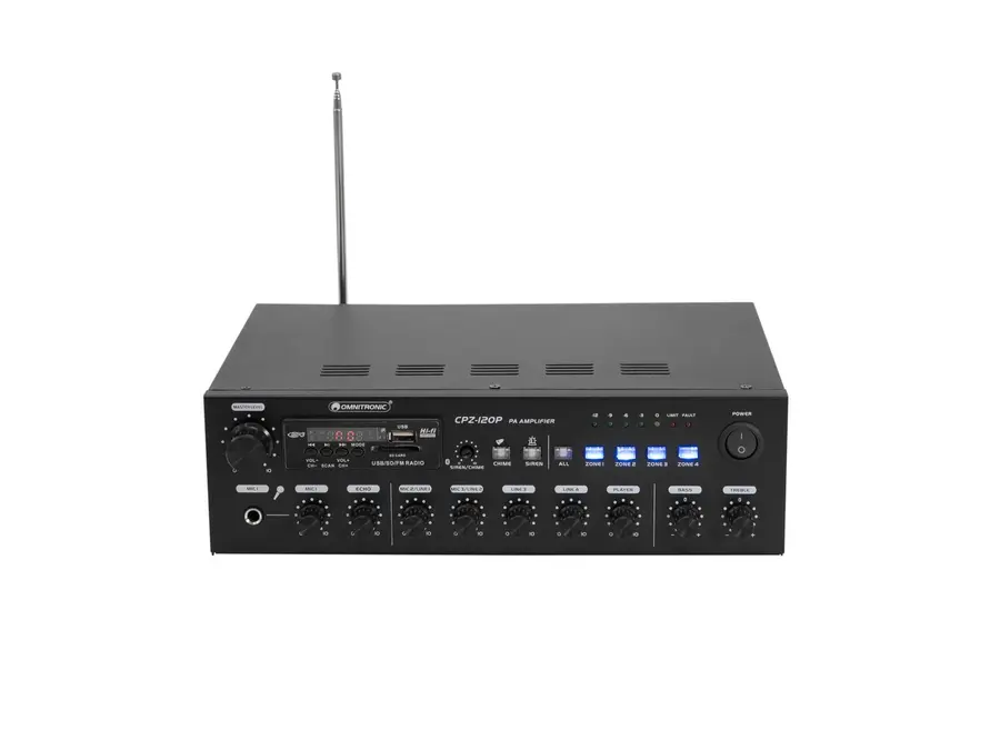 Omnitronic CPZ-120P PA Mixer 4-Zone, Bluetooth, Audio Player, 120W 