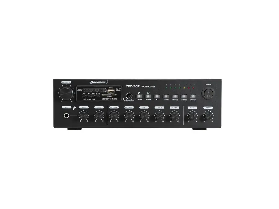 Omnitronic CPZ-120P PA Mixer 4-Zone, Bluetooth, Audio Player, 120W 