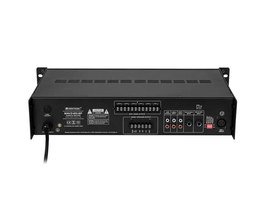 Omnitronic MAVZ-120.6P PA Amp 6-Zone, Bluetooth, USB/SD, 120 W RMS 