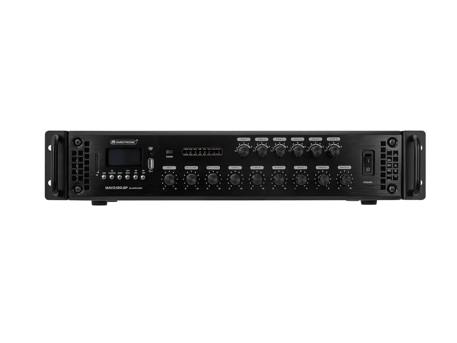 Omnitronic MAVZ-120.6P PA Amp 6-Zone, Bluetooth, USB/SD, 120 W RMS 