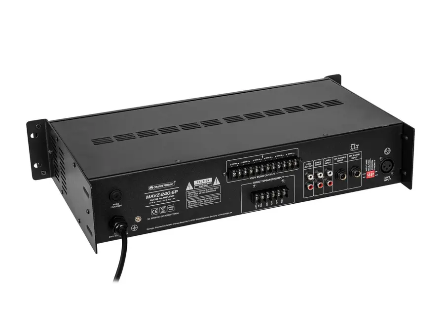 Omnitronic MAVZ-240.6P PA Amp 6-Zone, 240 W RMS, Bluetooth 