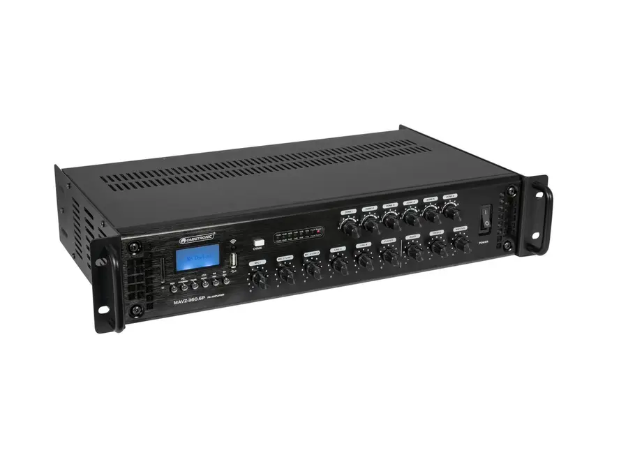 Omnitronic MAVZ-360.6P PA Amp 6-Zone, Bluetooth, USB/SD, 360 W RMS 