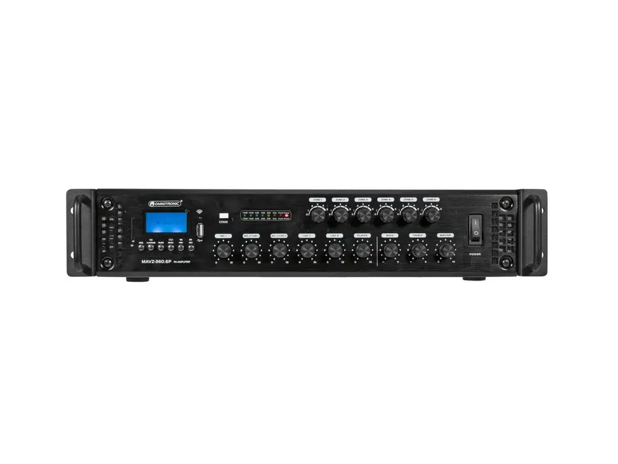 Omnitronic MAVZ-360.6P PA Amp 6-Zone, Bluetooth, USB/SD, 360 W RMS 