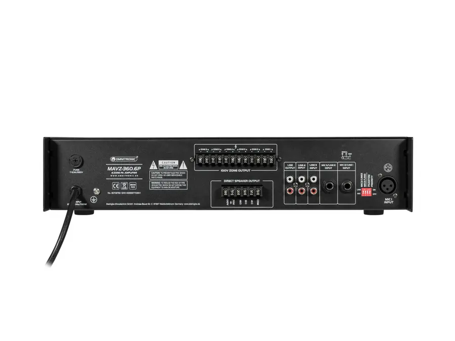 Omnitronic MAVZ-360.6P PA Amp 6-Zone, Bluetooth, USB/SD, 360 W RMS 