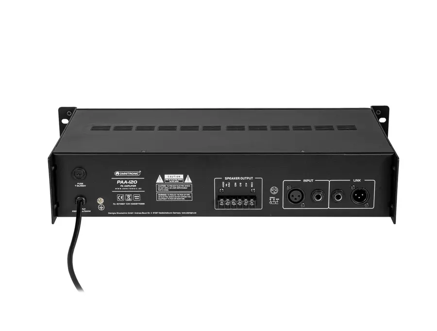 Omnitronic PAA-120 PA Amplifier 120 W RMS, 2 U Rack-Mount 