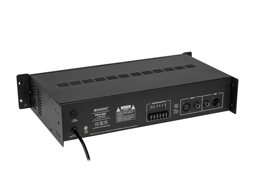 Omnitronic PAA-120 PA Amplifier 120 W RMS, 2 U Rack-Mount 