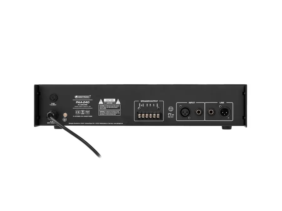 Omnitronic PAA-240 PA Amplifier 240 W RMS, 2 U 19" Rack Mount 