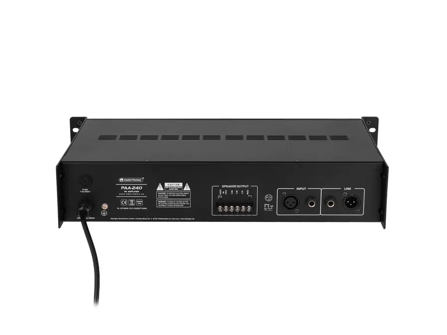 Omnitronic PAA-240 PA Amplifier 240 W RMS, 2 U 19" Rack Mount 